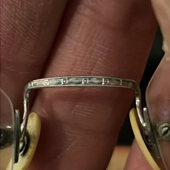 Antique silver tone rimless eyeglass frames